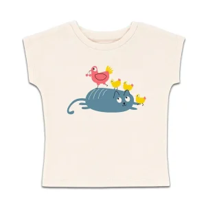 T-Shirt Chat Poule Creme