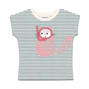 T-Shirt Chat Plongeur Rayures Bleues