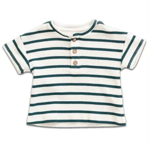 T-Shirt Blanc Rayures Vertes