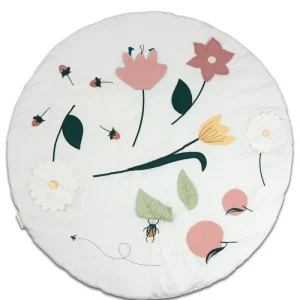 Tapis d'Activités en Coton Bio avec Fleurs