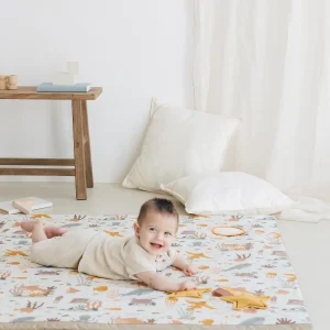 Tapis d&rsquo;éveil pliable motif animaux marins – 110x140cm