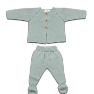 Tenue de Naissance en Coton Bio Menthe Vert Pâle