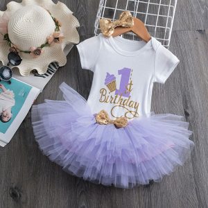 Tenue anniversaire bébé 1 an fille - Cupcake Violet