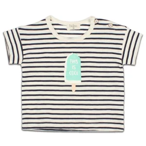 T-Shirt à Rayures avec Motif Glace Bleu Marine