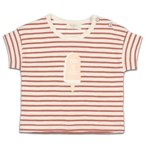 T-Shirt à Rayures avec Motif Glace Terracota