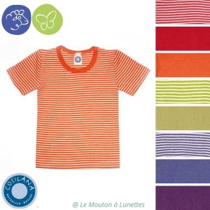 T-shirt enfant en laine et soie manches courtes - Haut mérinos COSILANA