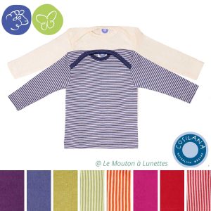 T-shirt en laine et soie manches longues bébé - COSILANA