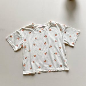 T-shirt enfant loose lin et coton | Pêches – Paper studios