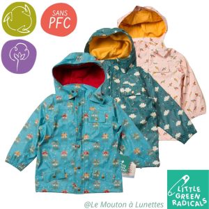 Veste de pluie recyclée doublée en coton bio - Little Green Radicals