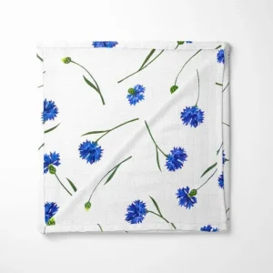 Bamboo Baby Blanket | Hypoallergenic Organic | Blue Floral Pattern