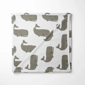 Organic Cotton Baby Blanket Calming Gray Whale Pattern